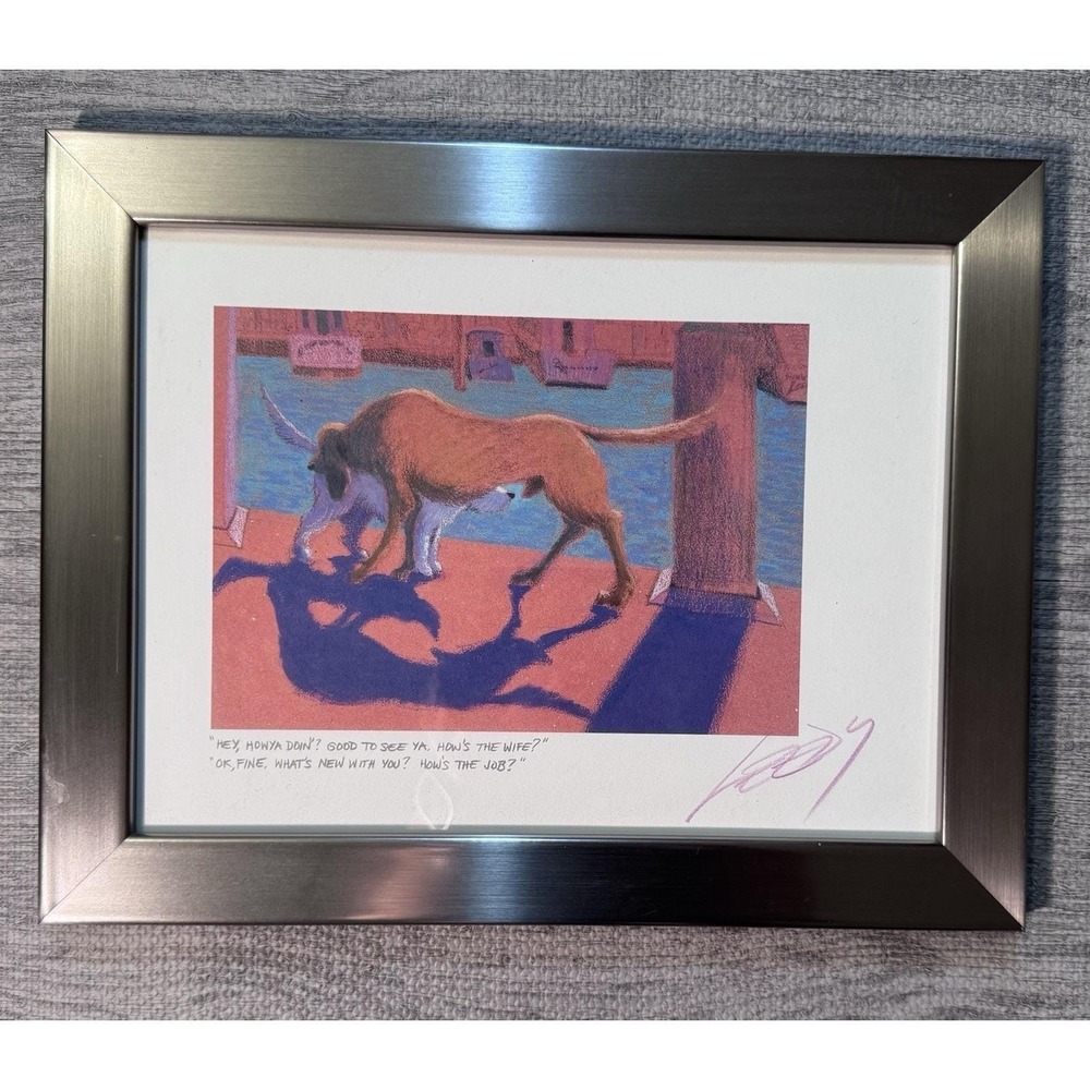 1996 Jeff Leedy Signed Dog Art Print "Hey Howya Doin" Funny Framed 11x14 - Picture 2 of 16